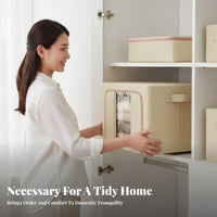 Collapsible textile Box with viewing panel Foldable home arrangement Organization for Renters