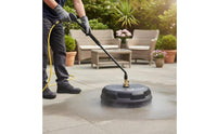 Quick Connect Design 15 Inch Pressure Washer Surface Cleaner Twin Rotating Jets Rotary Surface Cleaner Dense Bristle Skirt Pressure Washer Floor Scrubber Heavy-Duty for Sidewalk, Deck