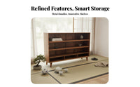 Hardwood Wood Construction Open-Front Tea Cabinet Wabi-Sabi Design Dining Room Credenza Multi-Functional Storage Furniture for Home Decor lovers, Homeowners, Adults, Study, Kitchen, Entryway