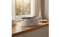 Rustic Oval Iron Flower Pot Vintage Style Distressed White Planter
