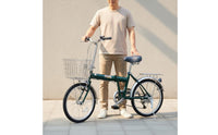 Retro Folding City Bike Internal 3-Speed Japanese Style Folding Bike Includes Rear Rack Step-Through City Bike for Commuters, City, University
