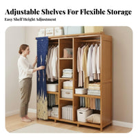 Large Capacity Portable Fabric Wardrobe dirtproof Cover Fabric Wardrobe with Frame Multitier Shelving Bedroom Furniture Easy Assembly for Families, Students, Homeowners, Guest Room, Rental Apartment