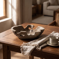 Wooden Bowl with Cutout Openings Handmade Fruit Plate Organic for Tea Table