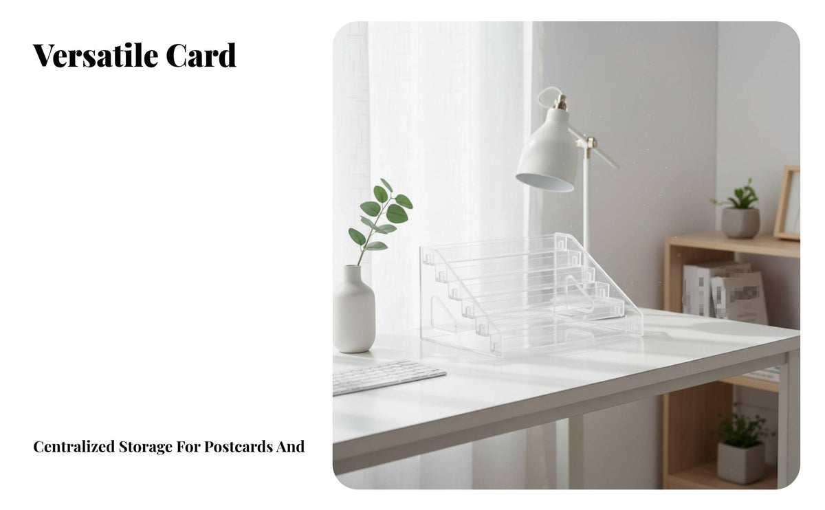 Acrylic Card Display Stand Clear Construction Tiered Acrylic Display Stand Space Saving Multi-Level Postcard Holder for Florists, Artists, Flower Shop
