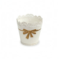 Tapered Metal Planter Pot Cottagecore Planter with Lace Rim Outdoor Pot with Bow Ornament Long-Lasting for Balcony, Patio, Garden
