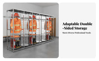 Stainless Steel Fire Suit Stand Heavy Duty Firefighter Gear Rack Silent Casters Rotating Turnout Gear Locker for Training Centers, Industrial Plants
