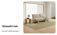 Upholstered Wood Frame Sofa Minimalist Design 3-Seater Upholstered Settee Japanese aesthetic Living Room Seating for Homeowners, Families, Lounge, Bedroom