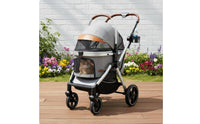 Detachable Pet Carrier Breathable Mesh Lightweight Cat Pushchair Large Wheels for Park