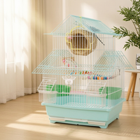 Tiger Skin Parrot Bird Cage Large Luxury Villa Small Bird Cage Metal Roof Shape Ornamental Cage for Budgies and Peonies