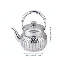Polished Finish Stainless Steel Tea Kettle Faceted Design Stovetop Kettle Embossed Pattern Kitchenware Arched Handle for Boiling Water