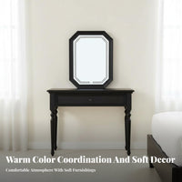 Durable Wood Construction Black Dressing Set with Stool and Mirror timeless design Lighted Vanity Table Set Vintage Design Makeup Desk space-saving Size for Women, Adults, Girls, Small Apartment