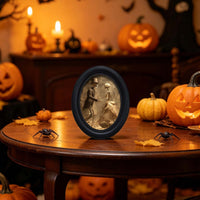 Oval Wooden Picture Black-Framed Oval Wood Picture Frame Glossy for Tabletop, Entryway, Halloween