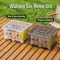 Transparent Storage Box with Lid, Food Container with 4-fold Lock and Handle, Stackable Storage Containers for Meal Prep, Camping & Picnic