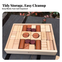 Wooden Building Blocks Beech Wood Stacking Block Puzzle Geometric Shape Sorter Set for Children