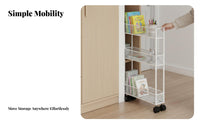 Slim Rolling Storage Unit Adjustable Shelves Slim Rolling Organizer for Renters