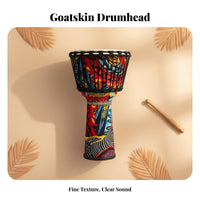 Rope-Tuned Djembe Tunable Percussion Instrument Goatskin Handheld Drum for Beginners, Musicians, Home Rehearsal Concert Performances
