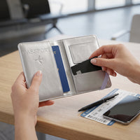 RFID Blocking Leather Passport Holder Travel Wallet