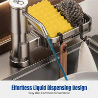 Quick Install Kitchen Sink Soap Dispenser, Space Aluminum, Press Pump, Extended Height, Storage Shelf