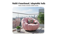 360° rotate Pumpkin-Shaped Armchair Plush Comfort Pumpkin-Shaped Seat with Footstool Soft and Breathable Single Sofa Ergonomic Design for Adults, Teens, Readers, Living Room, Balcony, Bedroom, studying corner