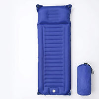 Inflatable Mattress and Air Bed for Camping, Extra Thick Air Mattress with Integrated Pillow, Blue Travel Mattress, Waterproof Sleeping Pad