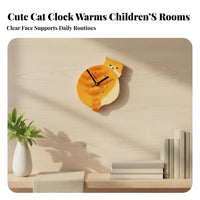 Cute Design Cat Wall Clock Battery Operated Cartoon Cat Clock Great Gift for Adults, Families
