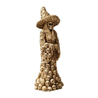 Halloween Skull Witch Figurine Gothic Witch Statue with Skull Fantasy-Themed Desk Ornament Mysterious for Entryway