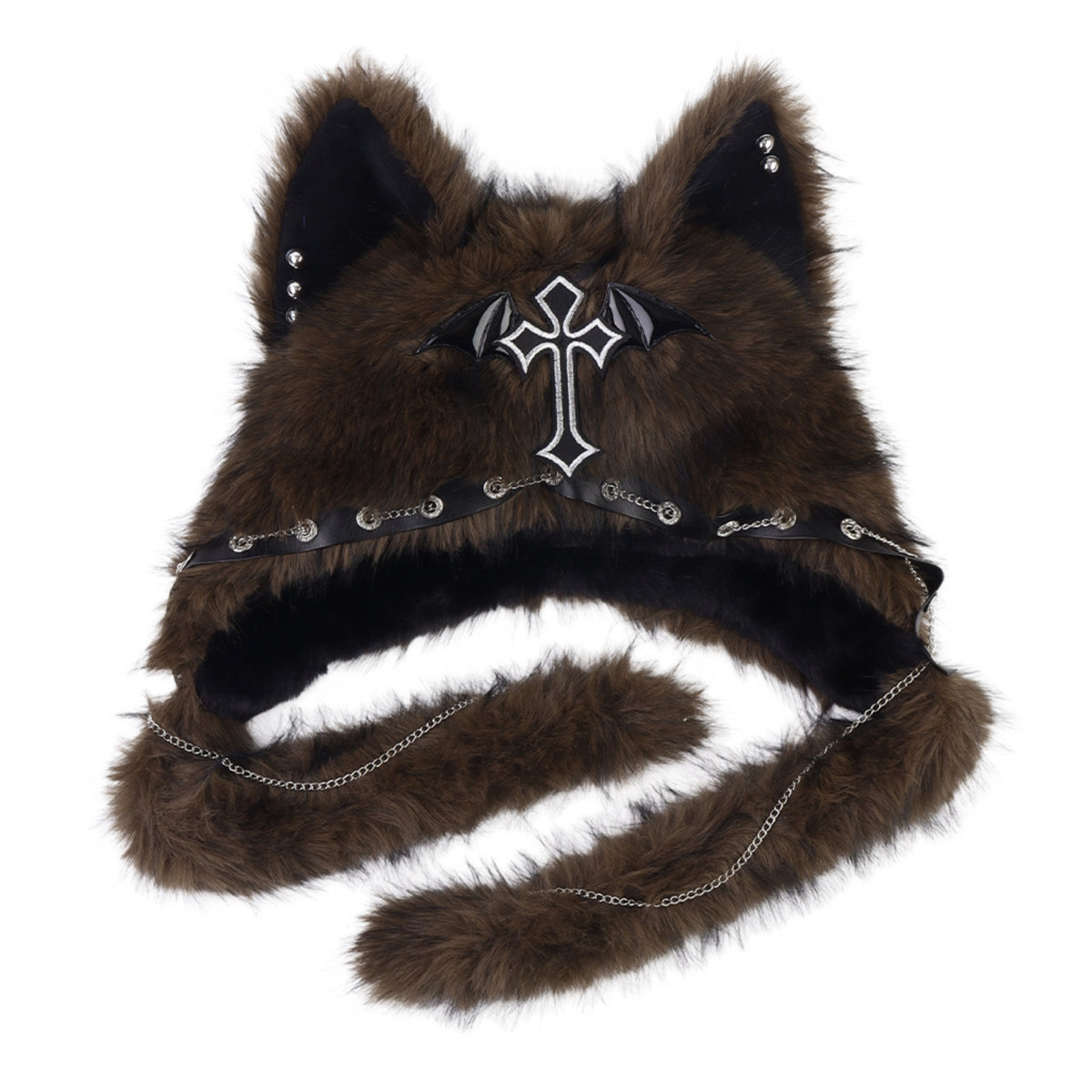 Faux Synthetic Pile Cat Ear Hat Gothic Hat with Ear Flaps Furry Warm for Cosplayers, Cosplay