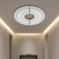 Concentric Rings PU Ceiling Plate Beaded Border Split Ceiling Plate Two-Piece