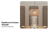 Rustic Minimalism Ceiling Light Minimalist Design Woven Lamp Shade Vintage Influenced Fiber Ceiling Light for Interior Designers, Cafe, Dining Room