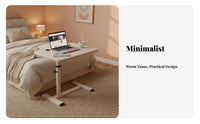 Space Saving Adjustable Height Rolling Desk Sturdy Steel Frame Adjustable Overbed Table Quiet Concealed Casters Mobile Laptop Stand Tilting Tabletop for Students, Home Workers, Apartment Dwellers, Bedroom, Small Areas, Dorm Room, Hospital
