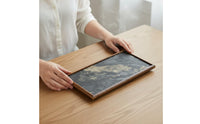 Tea Steeping Tray Platter Mini Size Available Rectangular Stone Top Tray Handmade Bamboo Tea Serving Board for Office