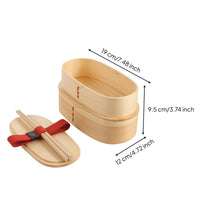 Wooden Bento Lunch Box with Chopsticks Japanese-Style Bento Lunch Box Reusable Meal Container Portable for Office Workers, Students, School, Picnics