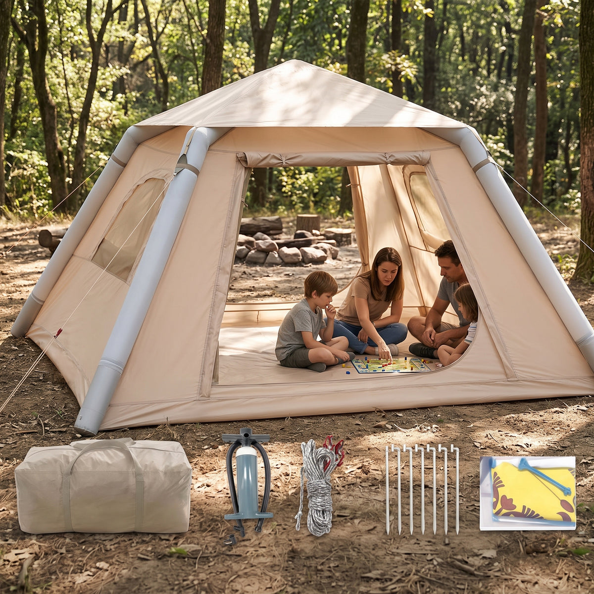 Inflatable Outdoor Camping Tent Portable Folding Automatic Travel Shelter for 3-5 People