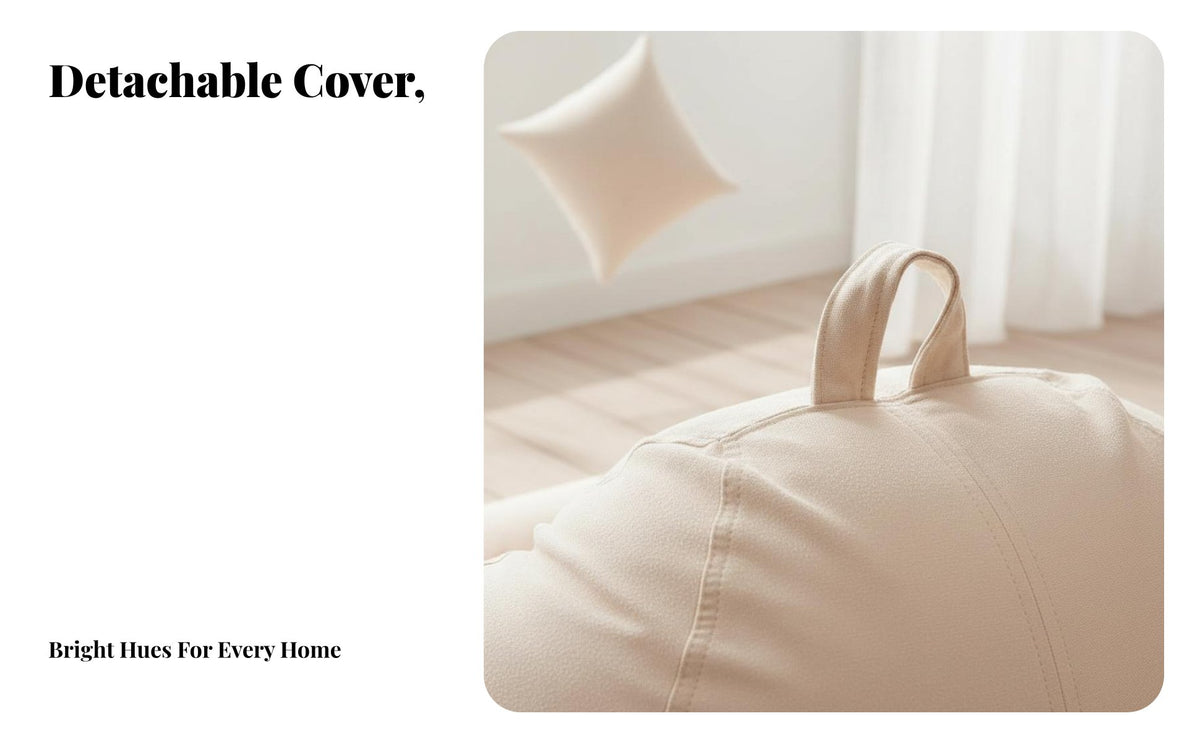 Removable Cover Single Person Lounger Washable Convertible Lounger Soft Feel Bean Bag Ergonomic Support for Students, Adults, Gamers, Bedroom, Balcony, Dorm Room, Bay Window