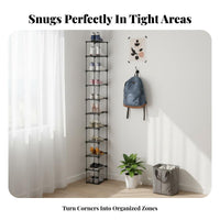 Space Saving Narrow Shoe Stand Slim Design Footwear Stand Easy Assembly Entryway Furniture Sturdy Construction for Students, Home Organizers, Apartment Dwellers