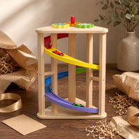 Rotating Slide Track Toy Decorative Gears Wooden Car Track Toy Paint Children's Plaything