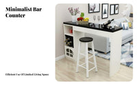 Modern Design Wall Bar Table Space Saving Bar Table with Storage Multi-Functional Room Divider Cabinet Solid Construction for Apartment Dwellers, Homeowners, Party Hosts, Entertainment Area