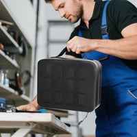 Removable Dividers Wide Mouth Tool Bag Reinforced Handle Portable Tool Organizer Elastic Loops Work Gear Multiple Pockets for Engineers, Electricians, Outdoor