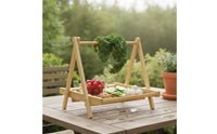 Bamboo Rack with Handle Compact Triangular Stand Display Rack Tabletop Food Stand Space-Saving Appetizer Display Stand Versatile