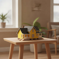 Miniature Villa with Porch Detailed American Style House Model Compact Diorama Building for Dioramas