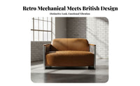 Authentic Leather Upholstery Riveted Aluminum Armchair pilot-inspired Inspired Lounge Chair utilitarian visual fashion Living Space Furniture Vintage Design for Bar Owners, residents, Readers, Man Cave, Office, Bedroom, Sunroom