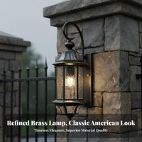 Weather Resistant Waterproof Exterior Wall Lamp Rustproof Vintage Outdoor Wall Lantern E27 Bulb Compatible Retro Copper Glass Lantern for Villa Owners, Homeowners, Property Developers, Courtyard, Front Door, Corridor, Entryway