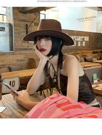 西部牛仔帽夏季穿搭旅游登山遮阳帽大头围美式辣妹女骑士太阳帽子