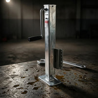 Side-Wind Trailer Jack Galvanized Adjustable Lifting Jack with Hand Crank Long Hardware for Utility Trailers