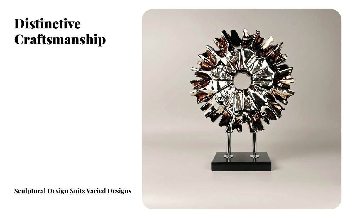 Sun Sculpture Antique Silver Abstract Geometric Ornament Layered Geometric Sculpture