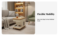 Foldable 3-Tier Rolling End Table Height Adjustable Mobile Furniture Space-Saving Storage Trolley Multi-Purpose Use for Small Apartment Dwellers, Home Organizers, Homeowners, Living Room, Bedroom, Office, Kitchen