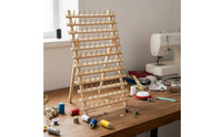 Space-Saving Wooden Thread Rack Multi-Slot Foldable Spool Holder Sturdy Sewing Thread Organizer Easy to Use for Craft Room, Salon