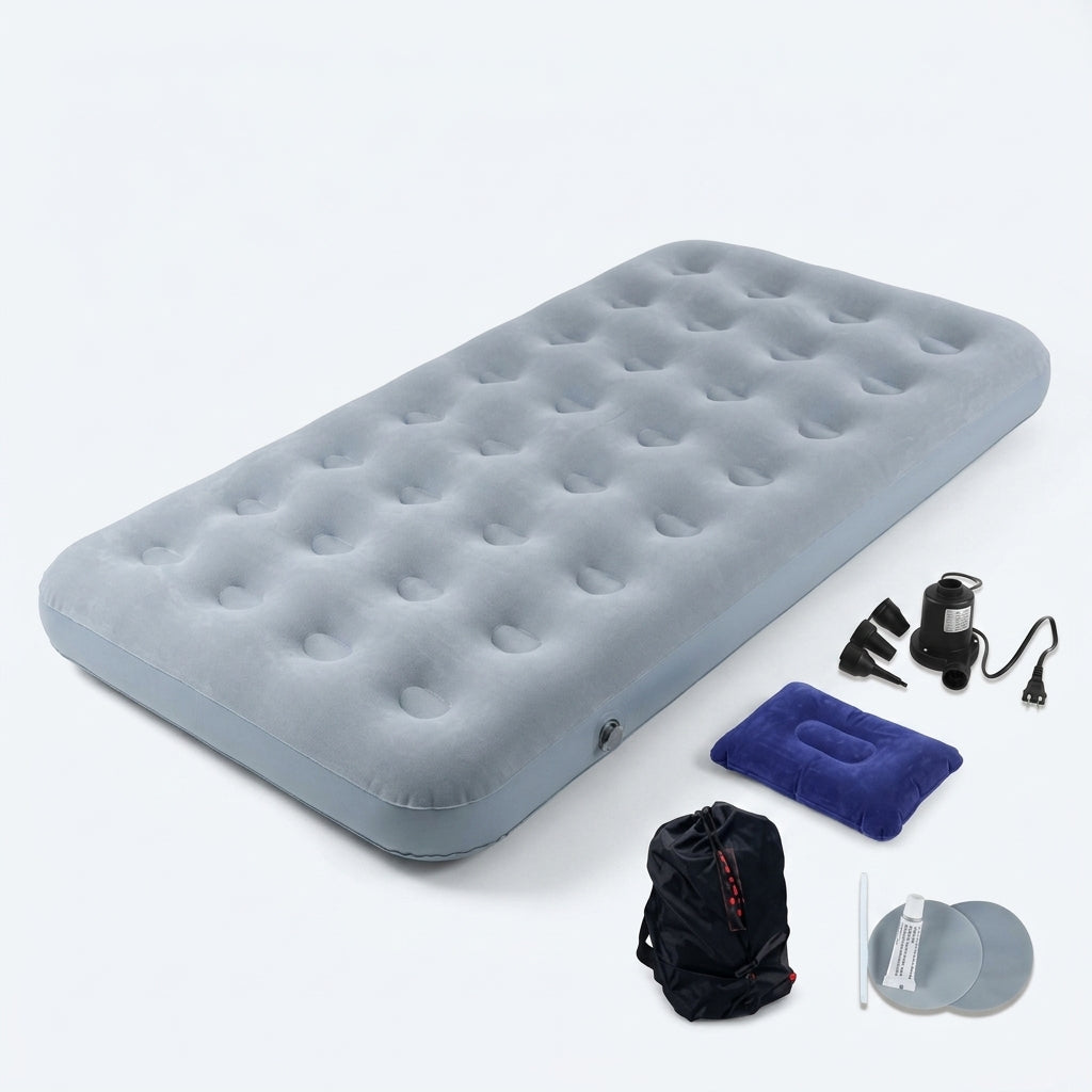 Inflatable Mattress and Air Bed for Adults, Double Airbed with Electric Pump for Fast Inflation, Durable Camping Mat, Quiet Guest Temporary Bed