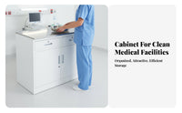 Multi-Functional Storage Oral Health Medical Cabinet Waterproof Medical Sink Cabinet Adjustable Shelves Medical Treatment Counter Wood Grain Finish for Dentists, Beauticians, Hospital, Beauty Salon, Laboratory