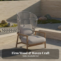 Woven Armchair with Paddings Rustic Simplicity Artistic Appearance Rope Weave Lounge Chair Weather-Resistant Outdoor Furniture for Homeowners, Garden